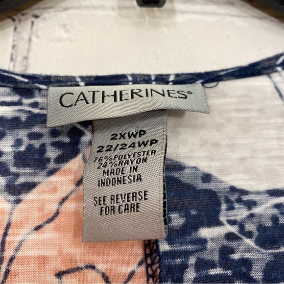 Catherines Womens Shirt 2XWP 22/24WP Floral Print Sleeveless Round Neck Tiered - Picture 3 of 5